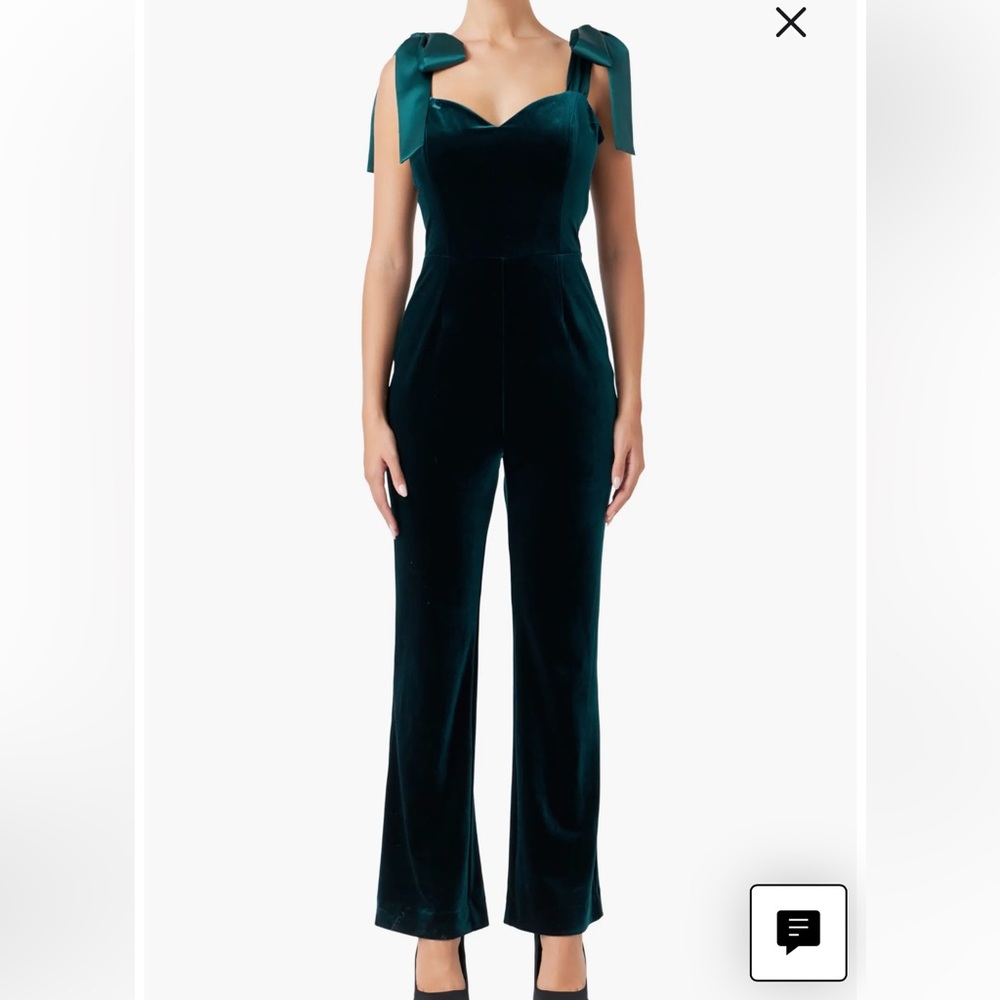 Endless Rose Teal Velvet Jumpsuit